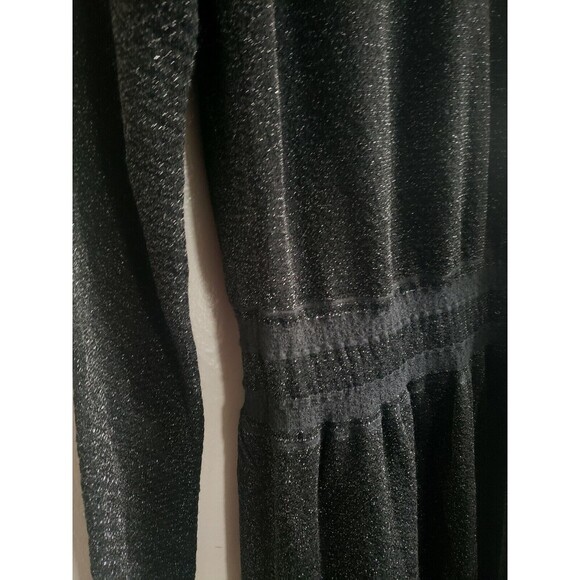 Tory Burch Dress Women's  Large Black Metallic Wool Blend Lightweight Event - Picture 4 of 12